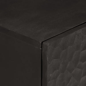 Credenza Nera 60x33x75 cm in Legno Massello di Mango