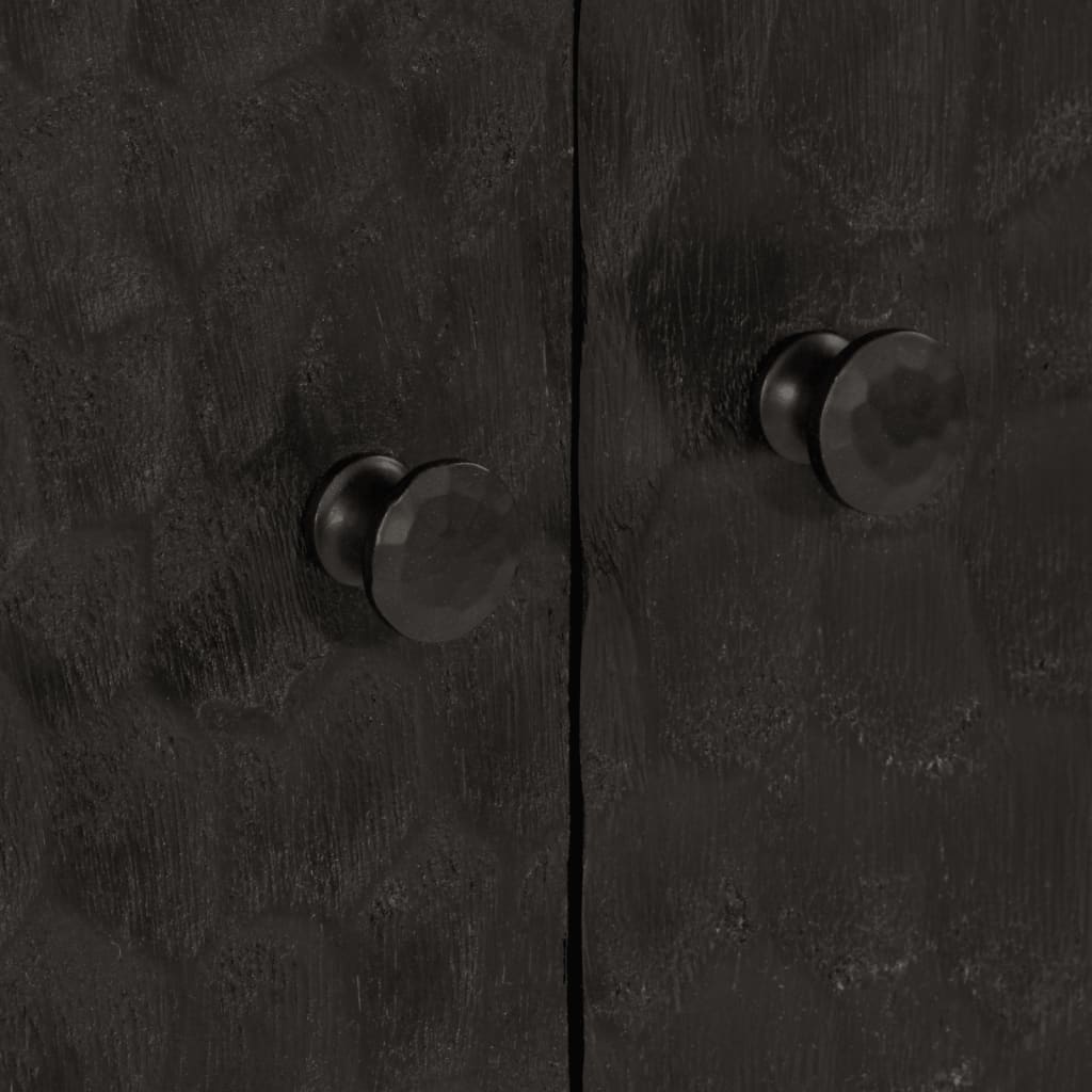 Credenza-Buffet-Armadio da cucina Nera 60x33x75 cm in Legno Massello di Mango 598574