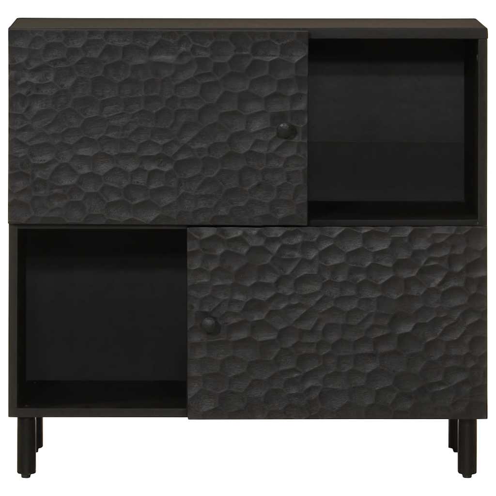 Credenza Nera 80x33x75 cm in Legno Massello di Mango 356846