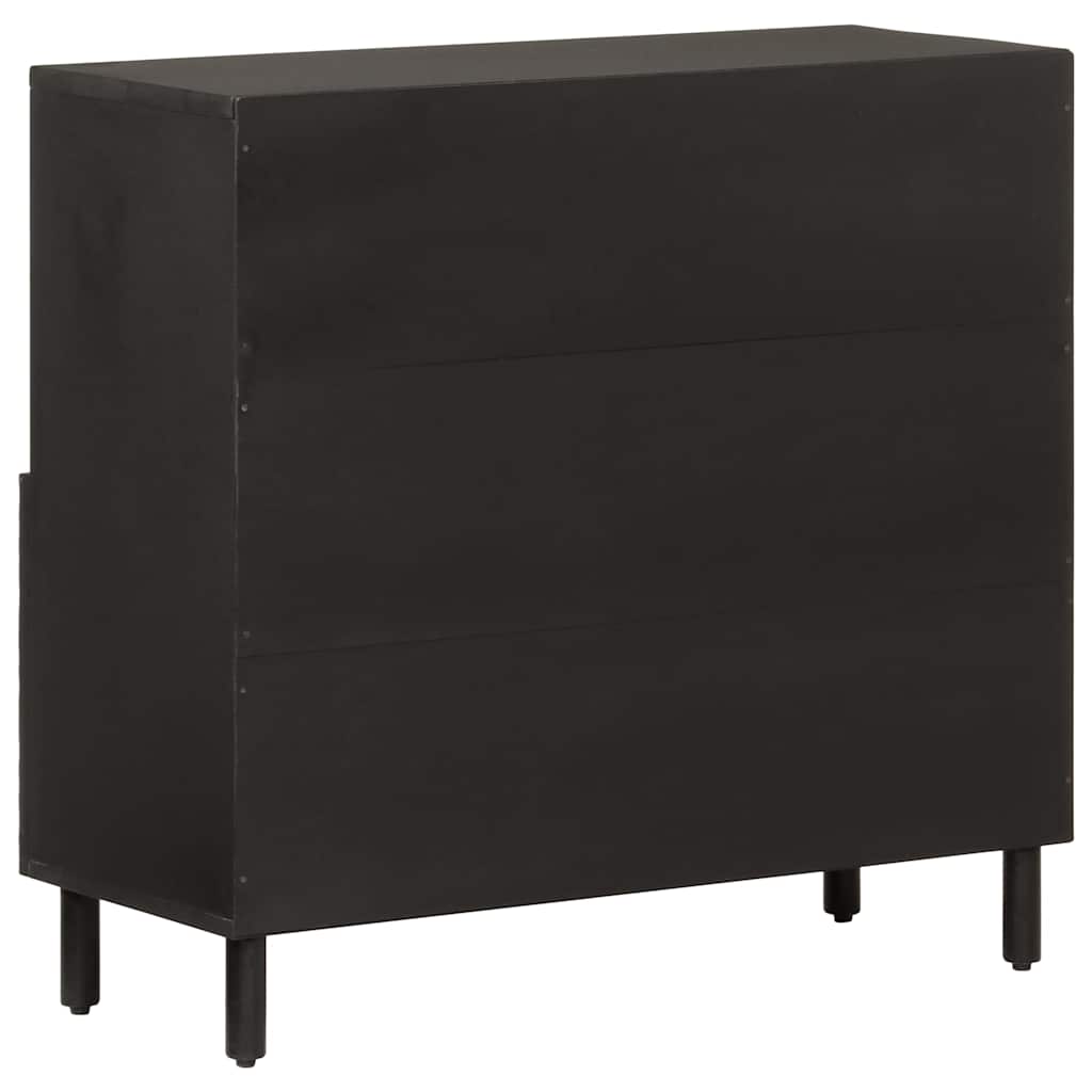Credenza Nera 80x33x75 cm in Legno Massello di Mango 356846