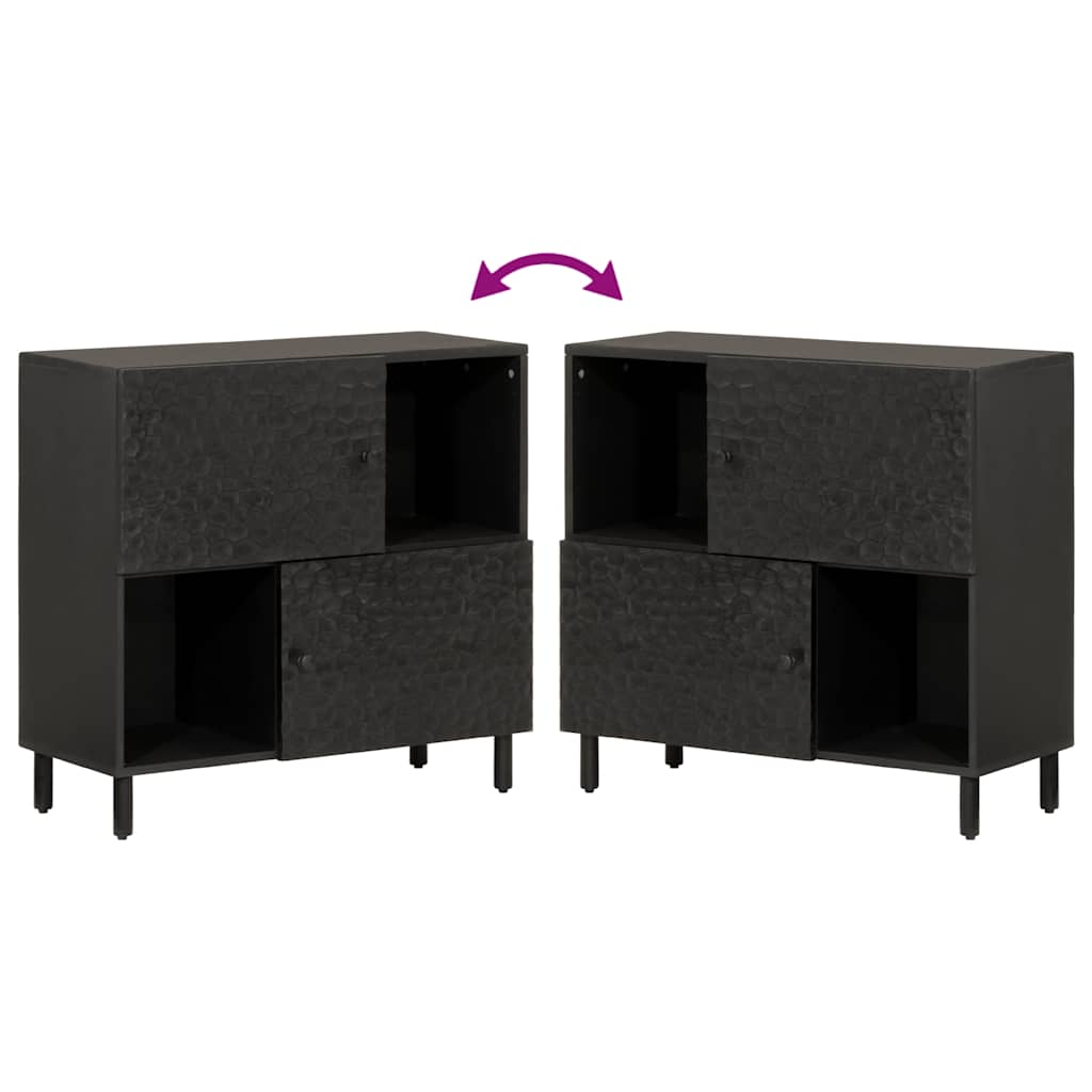 Credenza Nera 80x33x75 cm in Legno Massello di Mango 356846