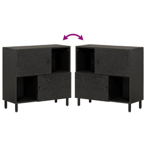 Credenza Nera 80x33x75 cm in Legno Massello di Mango 356846