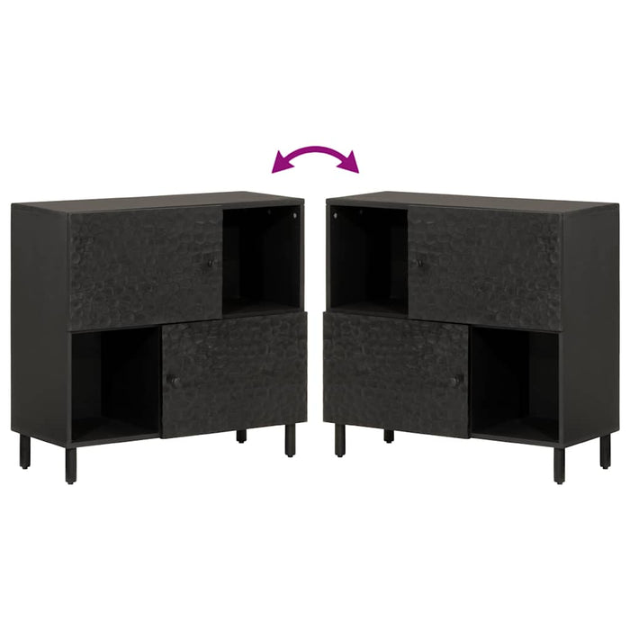 Credenza Nera 80x33x75 cm in Legno Massello di Mango 356846