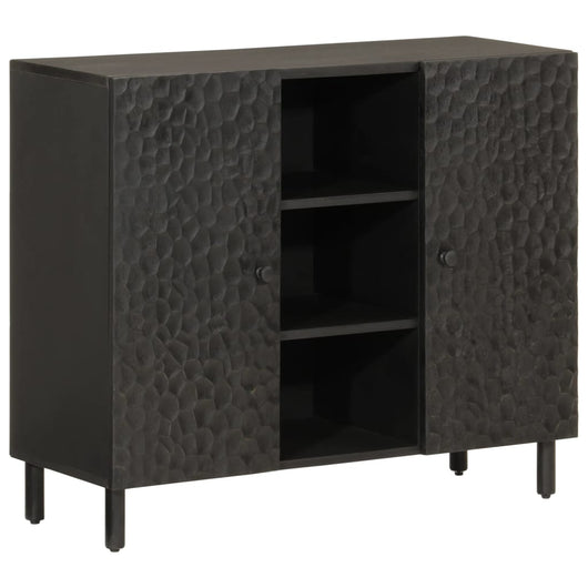 Credenza-Buffet-Armadio da cucina Nera 90x33x75 cm in Legno Massello di Mango
