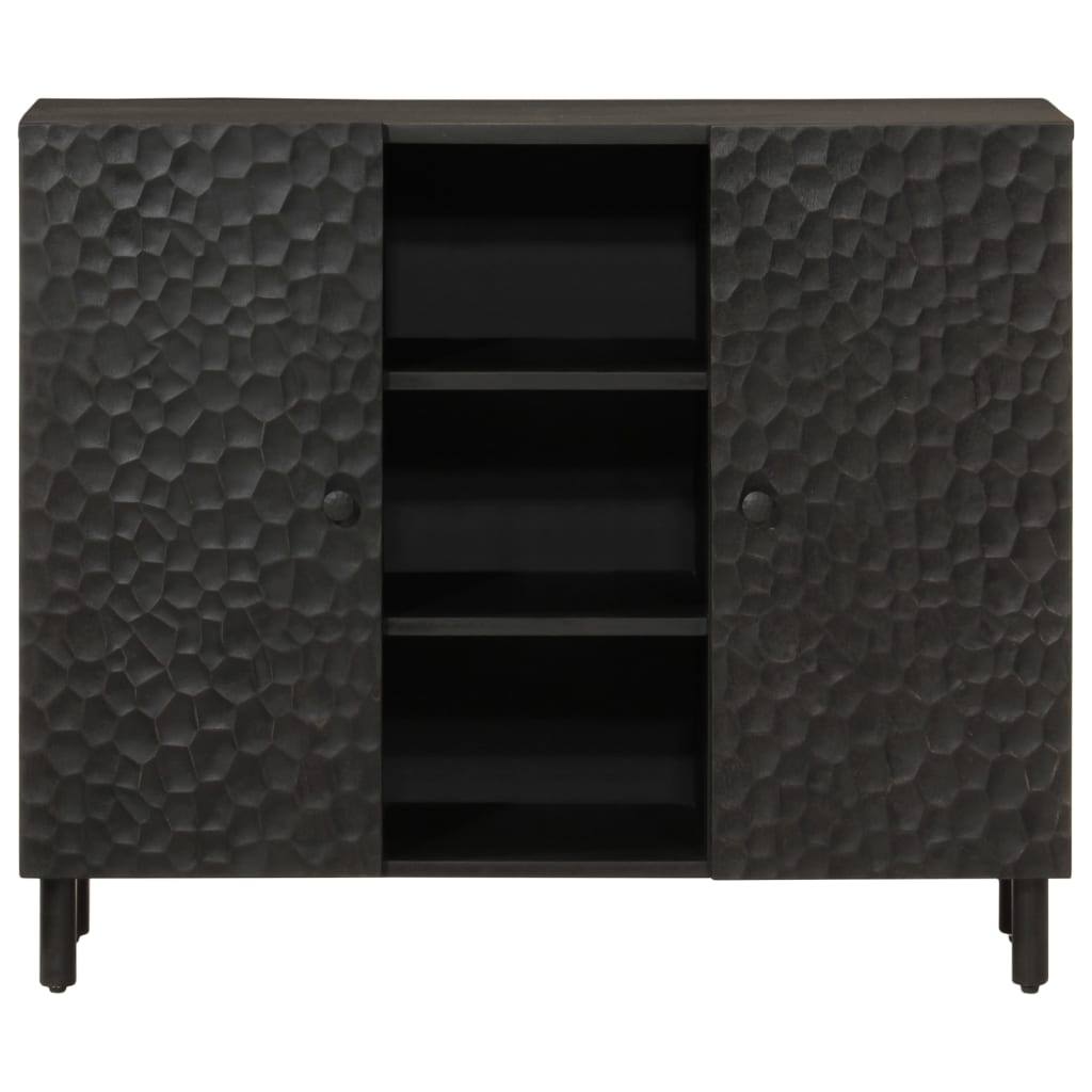 Credenza-Buffet-Armadio da cucina Nera 90x33x75 cm in Legno Massello di Mango