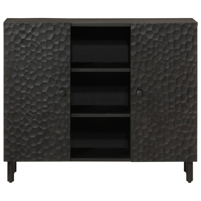 Credenza-Buffet-Armadio da cucina Nera 90x33x75 cm in Legno Massello di Mango