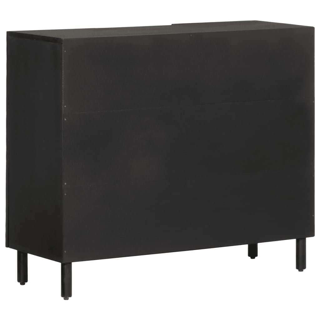 Credenza Nera 90x33x75 cm in Legno Massello di Mango 356847