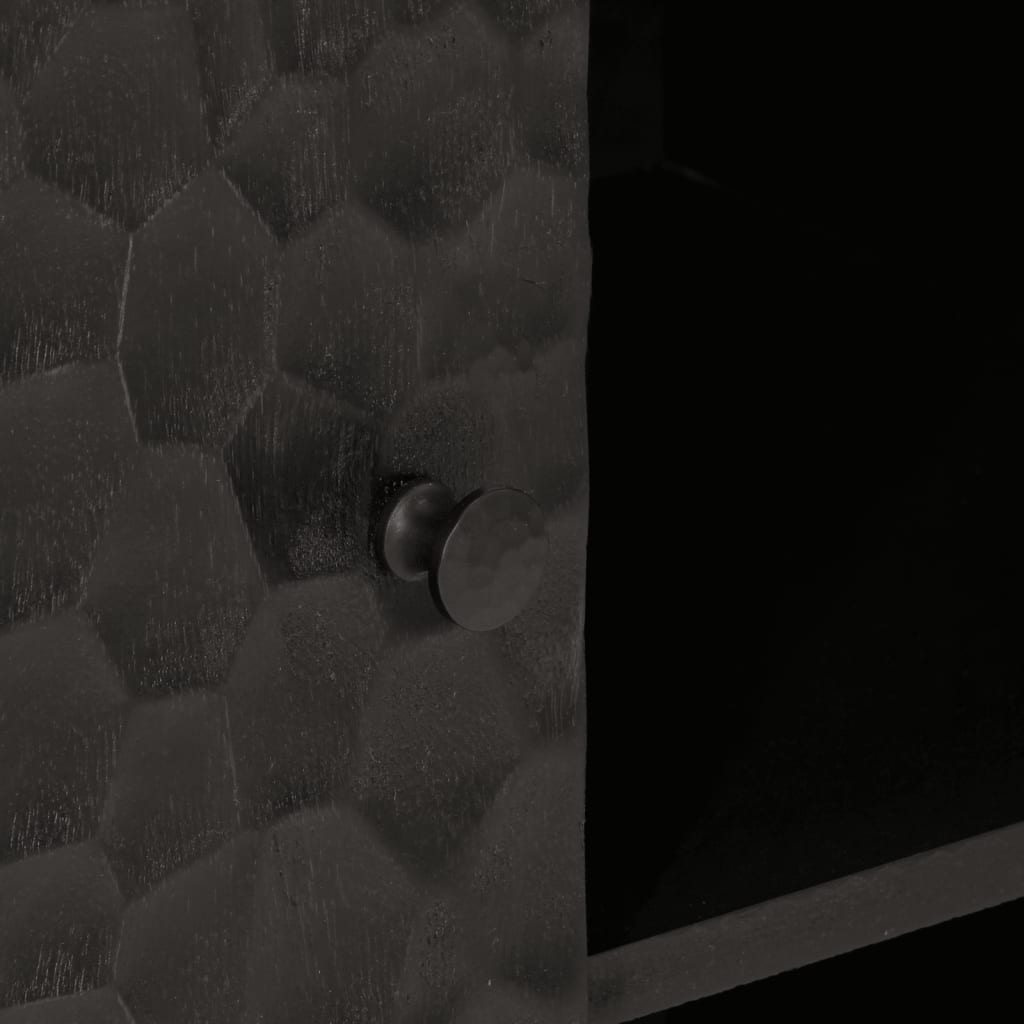 Credenza Nera 90x33x75 cm in Legno Massello di Mango 356847