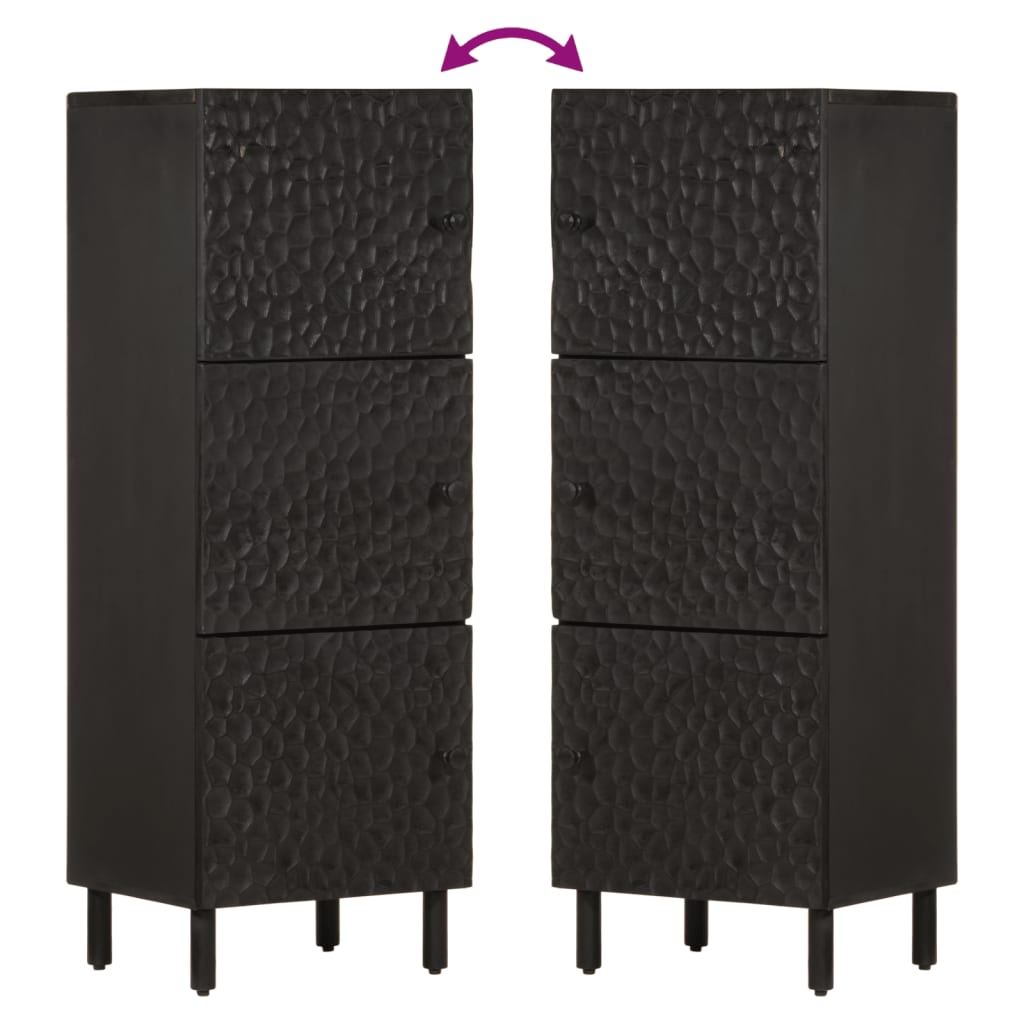 Credenza-Buffet-Armadio da cucina Nera 40x33x110 cm in Legno Massello di Mango 304114