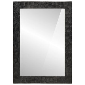 Specchio da Bagno Nero 50x70x2,5cm Legno Massello Mango e Vetro 356850