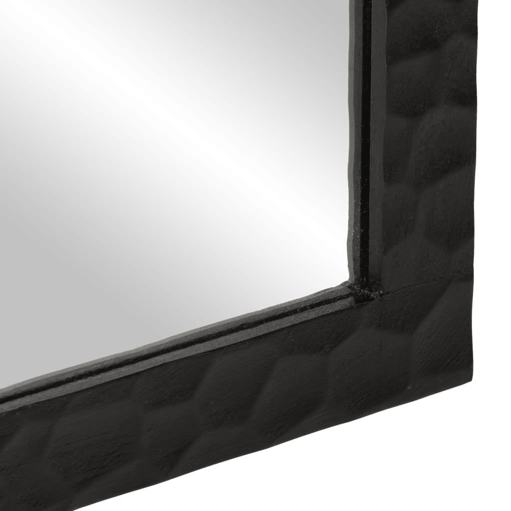 Specchio da Bagno Nero 50x70x2,5cm Legno Massello Mango e Vetro 356850