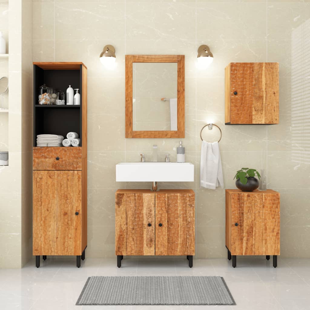 Mobile da Bagno a Parete 38x33x48cm in Legno Massello di Acacia 356875