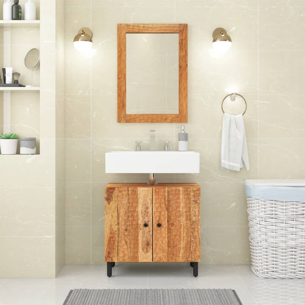 Specchio da bagno-Specchio per Bagno 50x70x2,5 cm Legno Massello di Acacia e Vetro