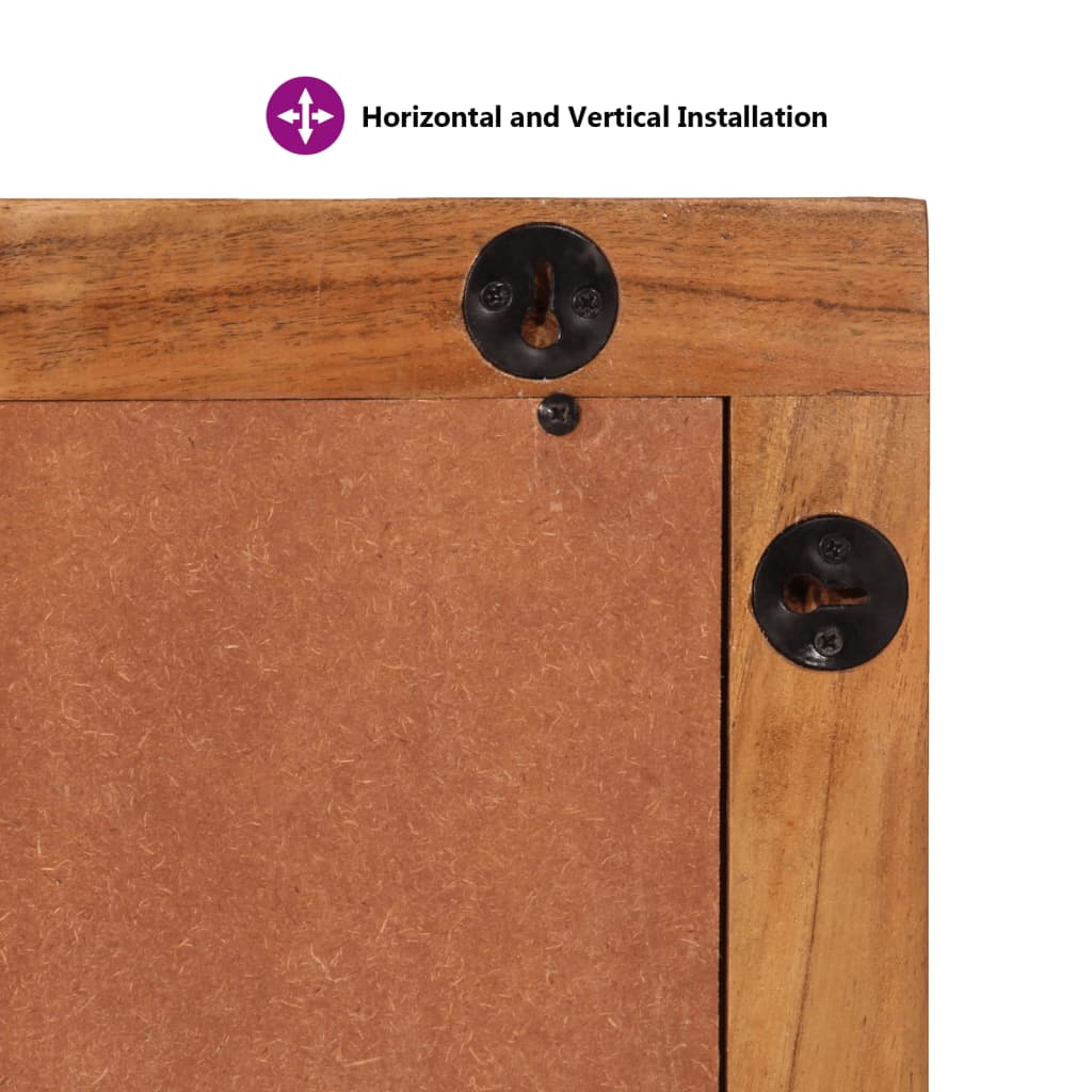 Specchio da bagno-Specchio per Bagno 50x70x2,5 cm Legno Massello di Acacia e Vetro