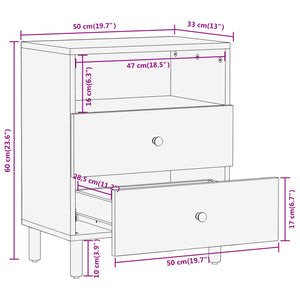 Comodino 50x33x60 cm in Legno Massello di Mango 356901