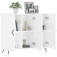 Credenza Bianco Lucido 90x34x80 cm in Legno Multistrato 828078