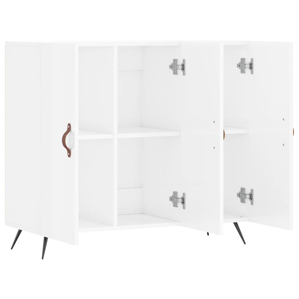 Credenza Bianco Lucido 90x34x80 cm in Legno Multistrato 828078
