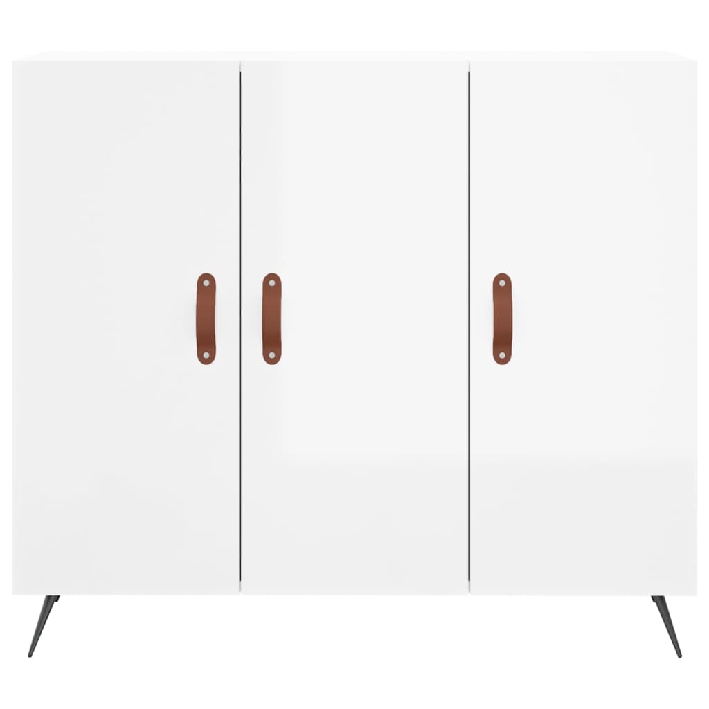 Credenza Bianco Lucido 90x34x80 cm in Legno Multistrato 828078