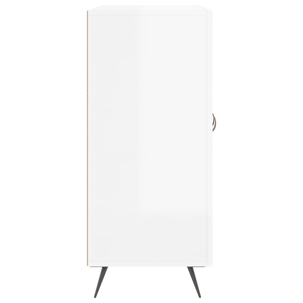 Credenza Bianco Lucido 90x34x80 cm in Legno Multistrato 828078