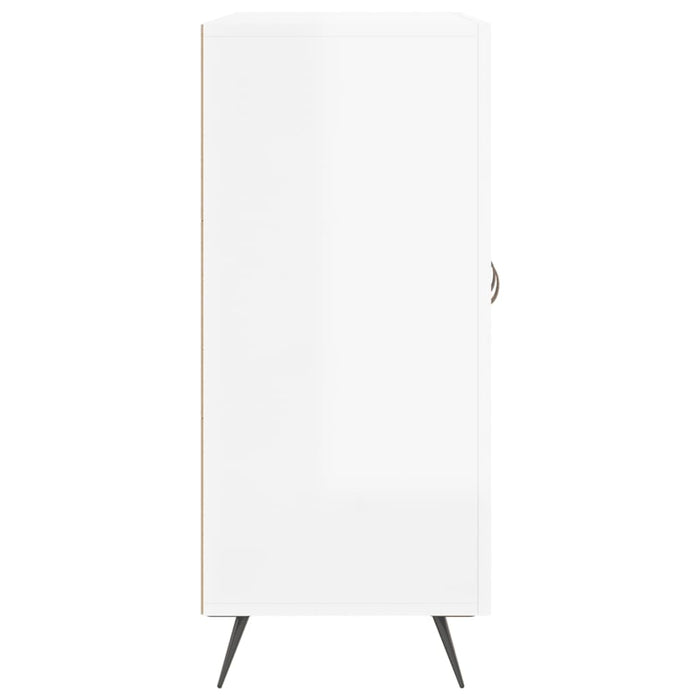 Credenza Bianco Lucido 90x34x80 cm in Legno Multistrato 828078