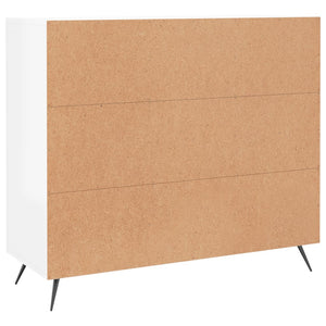 Credenza Bianco Lucido 90x34x80 cm in Legno Multistrato 828078