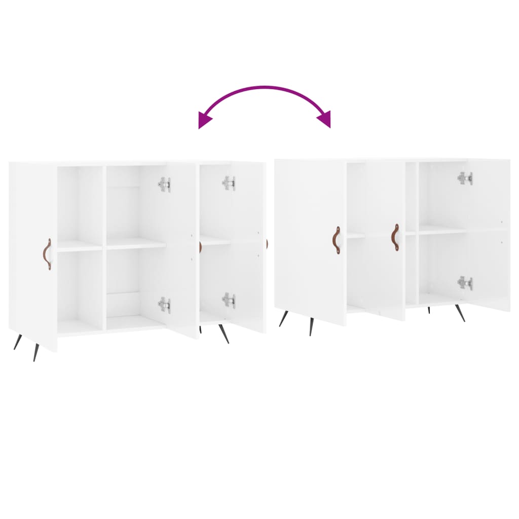 Credenza Bianco Lucido 90x34x80 cm in Legno Multistrato 828078