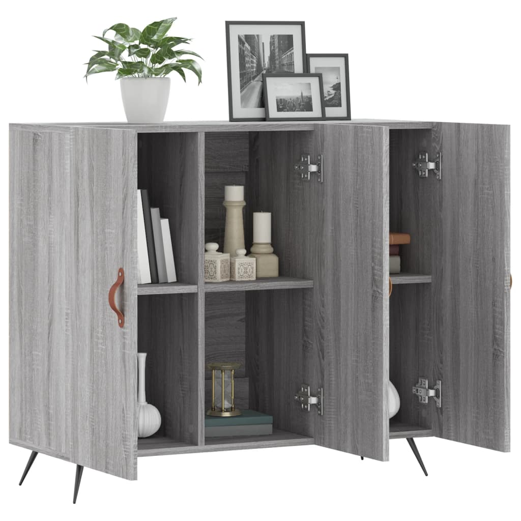 Credenza Grigio Sonoma 90x34x80 cm in Legno Multistrato 828082