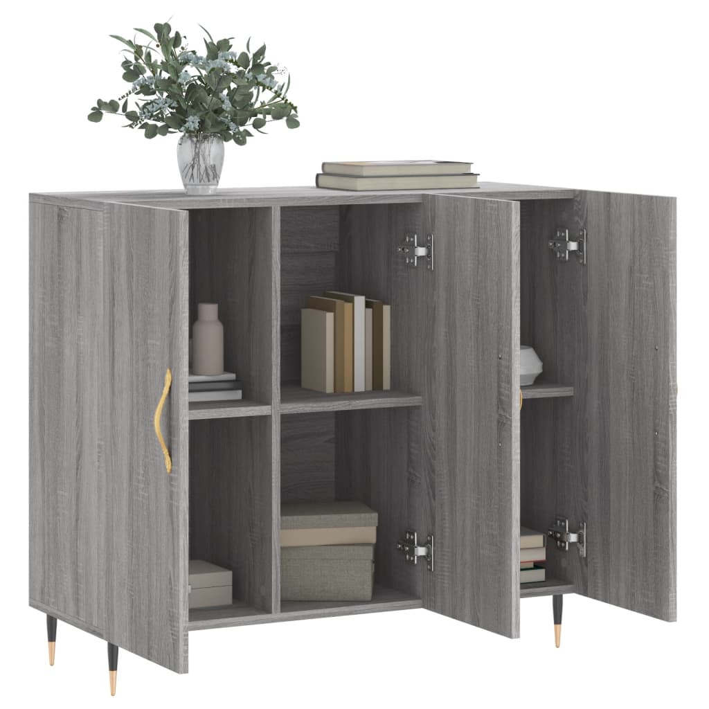 Credenza Grigio Sonoma 90x34x80 cm in Legno Multistrato 828090