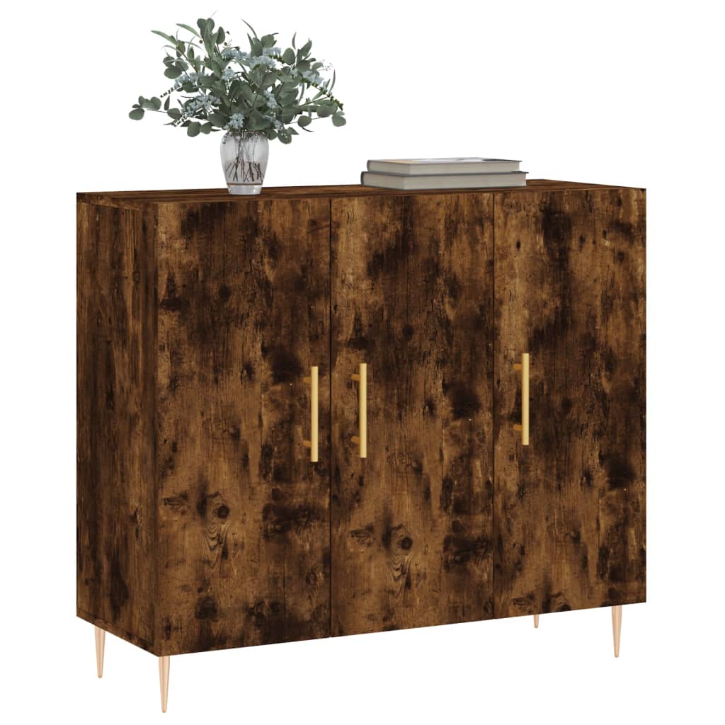 vidaXL Credenza Rovere Fumo 90x34x80 cm in Legno Multistrato
