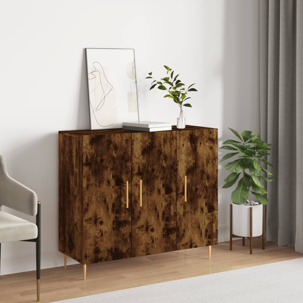 Credenza Rovere Fumo 90x34x80 cm in Legno Multistrato 828097