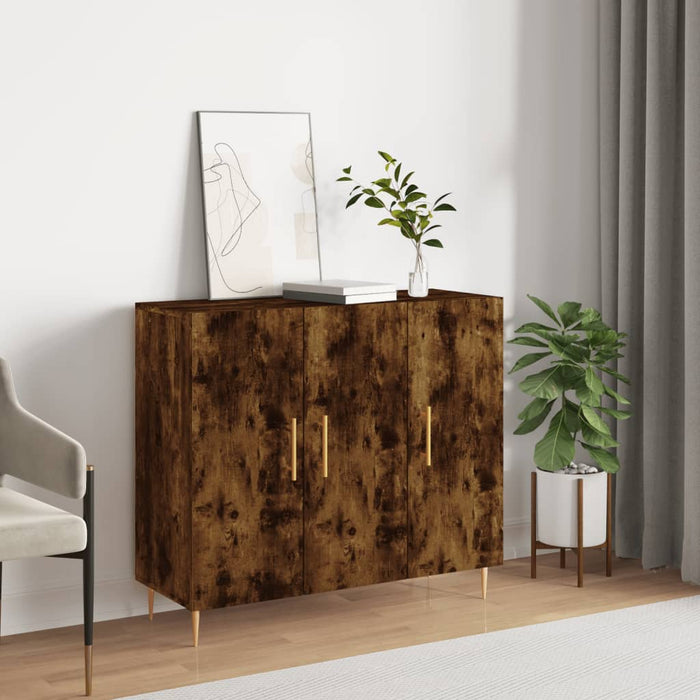 Credenza Rovere Fumo 90x34x80 cm in Legno Multistrato 828097