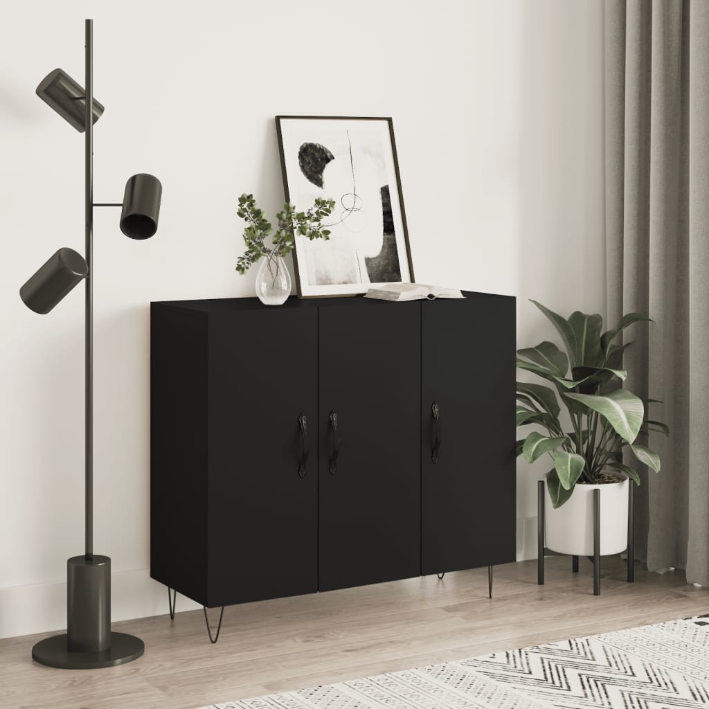 Credenza Nera 90x34x80 cm in Legno Multistratocod mxl 127112