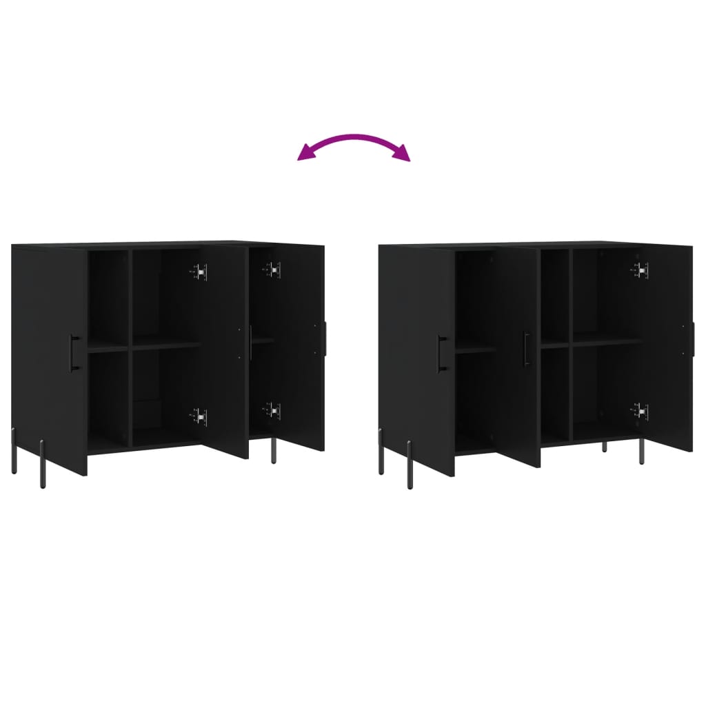 Credenza Nera 90x34x80 cm in Legno Multistrato 828117