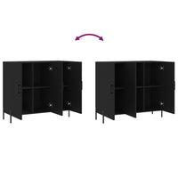 Credenza Nera 90x34x80 cm in Legno Multistrato 828117