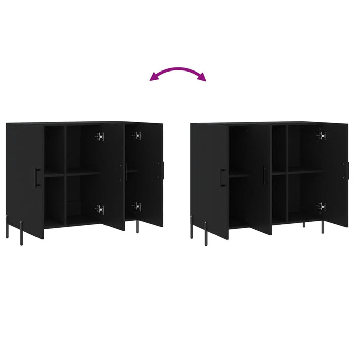 Credenza Nera 90x34x80 cm in Legno Multistrato 828117