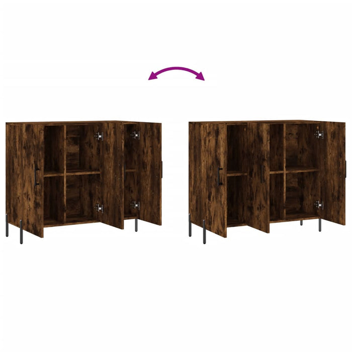 Credenza Rovere Fumo 90x34x80 cm in Legno Multistrato 828121