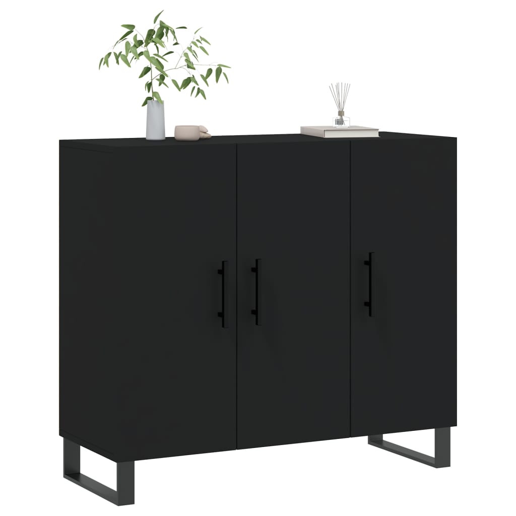 Credenza Nera 90x34x80 cm in Legno Multistrato 828133