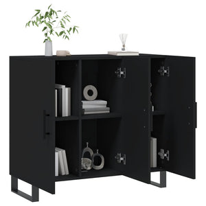 Credenza Nera 90x34x80 cm in Legno Multistrato 828133