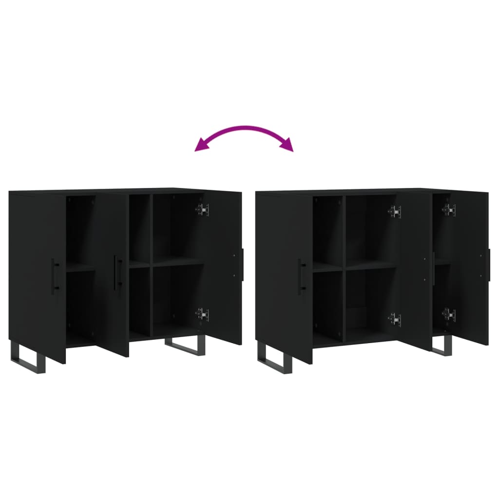 Credenza Nera 90x34x80 cm in Legno Multistrato 828133