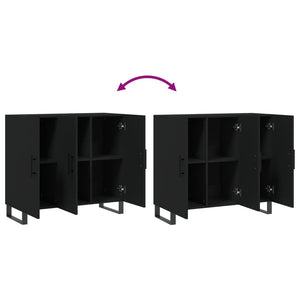 Credenza Nera 90x34x80 cm in Legno Multistrato 828133