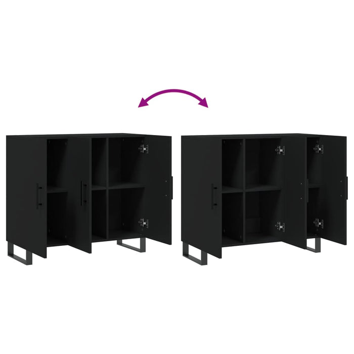 Credenza Nera 90x34x80 cm in Legno Multistrato 828133