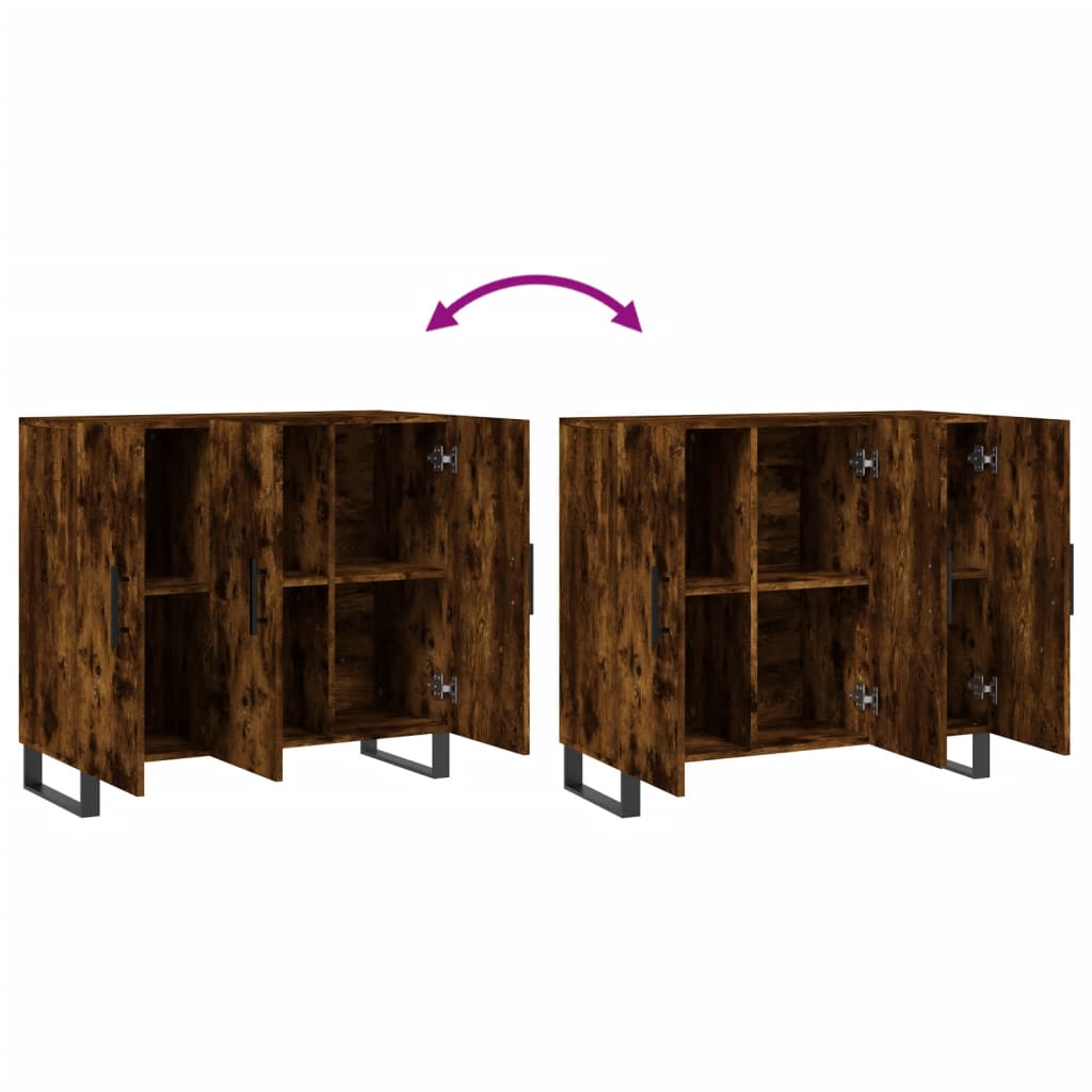 Credenza-Buffet-Armadio da cucina Rovere Fumo 90x34x80 cm in Legno Multistrato 119653