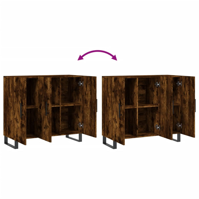 Credenza-Buffet-Armadio da cucina Rovere Fumo 90x34x80 cm in Legno Multistrato 119653