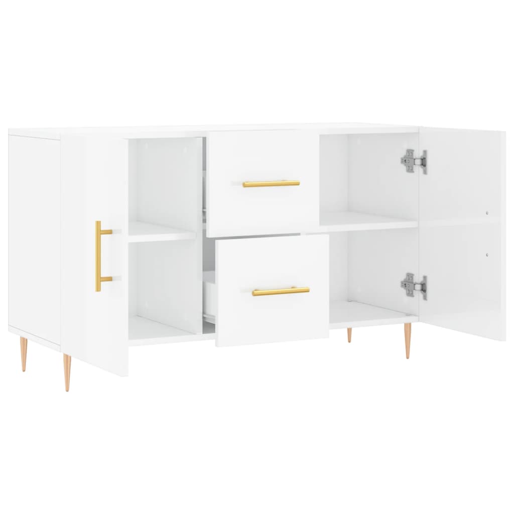 Credenza Bianco Lucido 100x36x60 cm in Legno Multistrato 828158