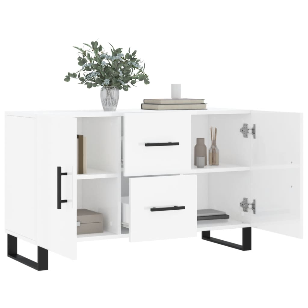 Credenza Bianco Lucido 100x36x60 cm in Legno Multistrato 828198