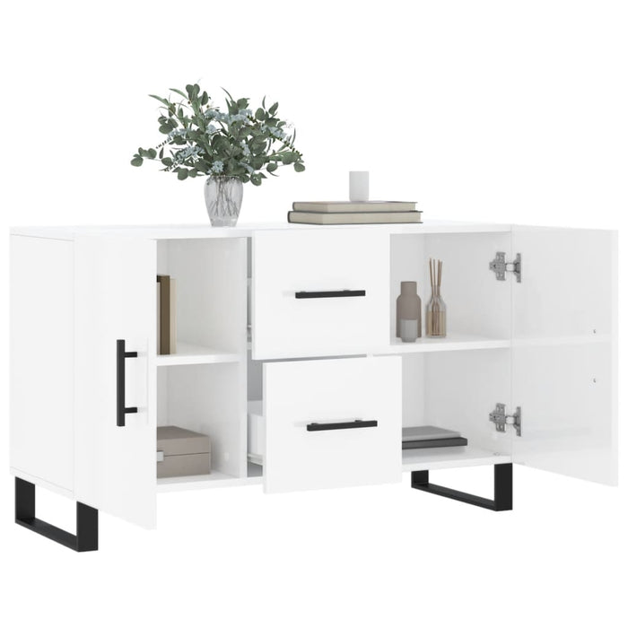 Credenza Bianco Lucido 100x36x60 cm in Legno Multistrato 828198