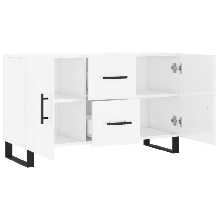 Credenza Bianco Lucido 100x36x60 cm in Legno Multistrato 828198