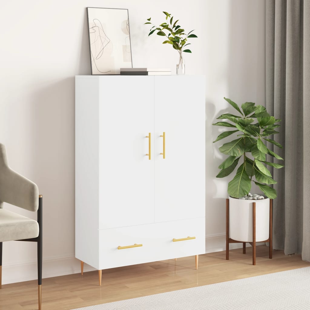 Credenza Bianco Lucido 69,5x31x115 cm in Legno Multistrato 828222