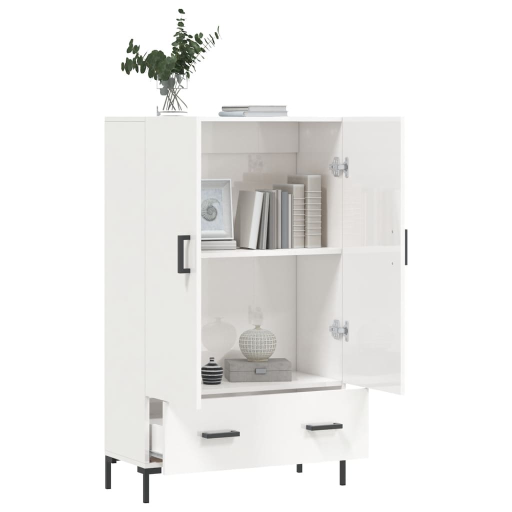 Credenza Bianco Lucido 69,5x31x115 cm in Legno Multistrato 828238