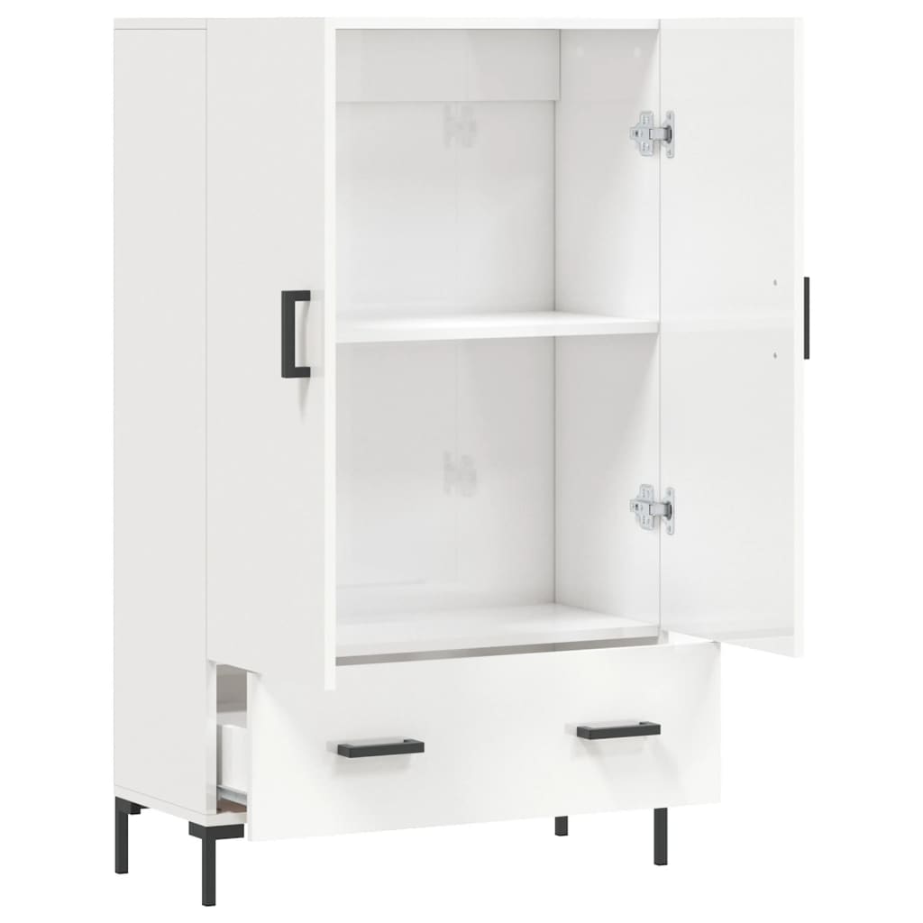 Credenza Bianco Lucido 69,5x31x115 cm in Legno Multistrato 828238